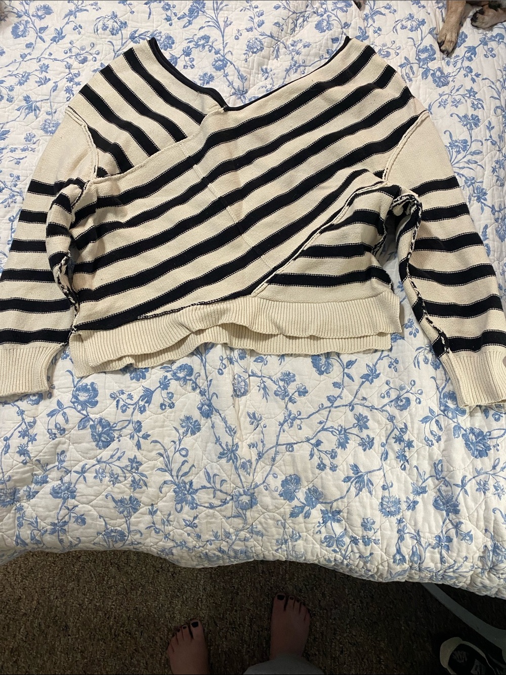 We The Free Off- Crossroads pullover Sweater in Cream and Black